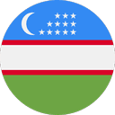 The flag of Uzbekistan features a blue, white, and green tricolor with red fimbriations, a crescent moon, and twelve stars in the upper left corner.