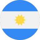 A circular flag with horizontal blue and white stripes and a yellow sun in the center.