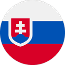 A round badge displaying the flag of Slovakia with three horizontal stripes in white, blue, and red, and a shield with a double cross on a hill in the upper hoist-side quadrant.