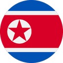 Circular icon of the North Korean flag, featuring a red field with a white circle and red star in the center, blue stripes at the top and bottom, and thin white borders.