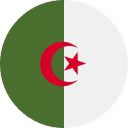 The image shows the flag of Algeria, which features vertical bands of green and white, with a red star and crescent in the center.