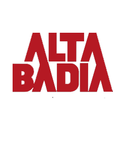 Red text logo displaying "Alta Badia" on a white background.