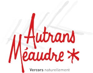 The image shows the logo for Autrans Méaudre, featuring red text with an asterisk and the tagline "Vercors naturellement" beneath it.