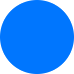 A solid blue circle centered on a white background.
