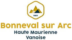 Logo of Bonneval sur Arc Haute Maurienne Vanoise, featuring a stylized mountain and the initials "HMV.