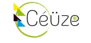 Logo featuring the word "Céüze" with abstract colorful arrow shapes and a circular design element.