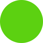 A solid green circle on a white background.