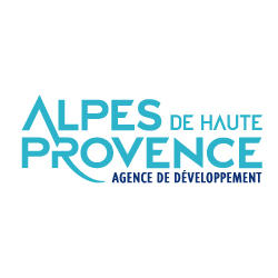 Logo with text: "Alpes de Haute Provence Agence de Développement" in blue font on a white background.