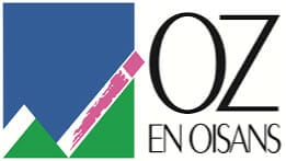 Logo of Oz en Oisans featuring a stylized mountain and the text "Oz en Oisans" to the right.
