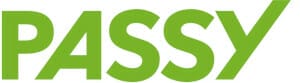 Green text logo reading "PASSY" against a white background.