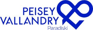 Logo for Peisey-Vallandry Paradiski featuring blue text and an abstract heart design.