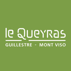 Green background with white text reading "le Queyras, Guillestre - Mont Viso.