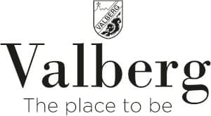 Logo of Valberg with a shield emblem above the text "Valberg The place to be".