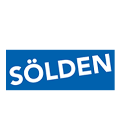 Blue rectangle with "SÖLDEN" written in white uppercase letters.